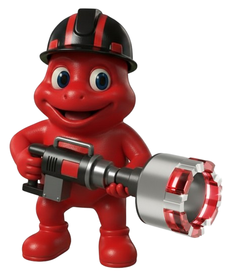 Roter Frosch mit Kernbohrer